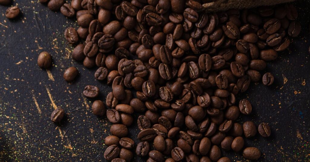 Close-up of Coffee Beans on a Black Table