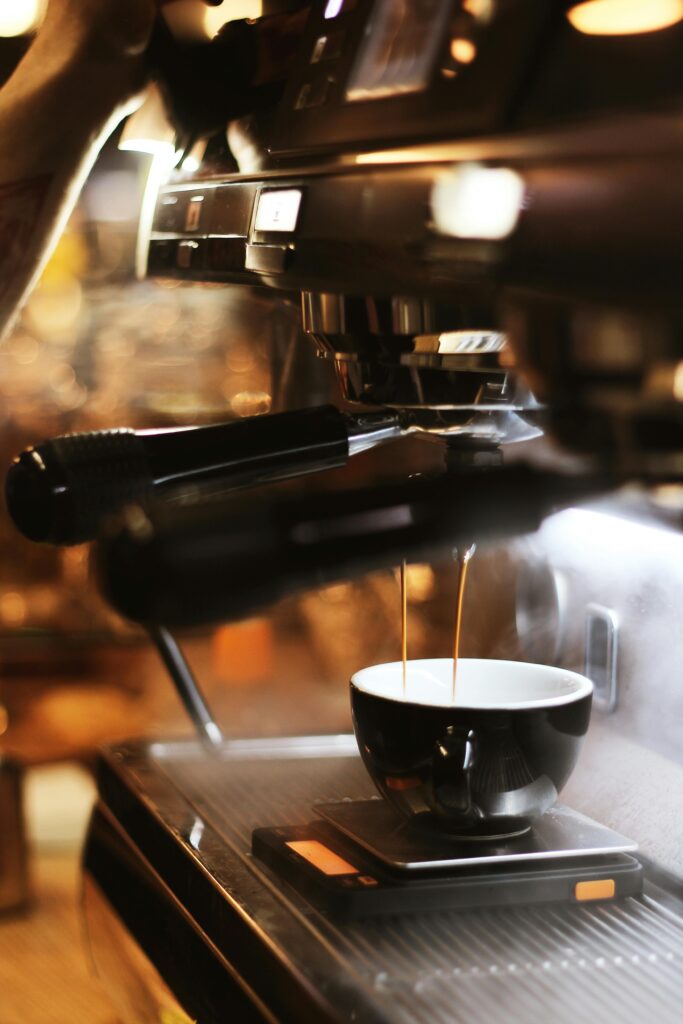 Black Espresso Maker With Cup